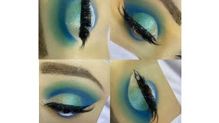 blue amp green cut crease eye shadow look step by step eyeshadow tutorial [upl. by Boaten]