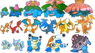 Coloring all GEN 1 Starters Evolutions  Mega Evolution  Gigantamax [upl. by Woodrow382]