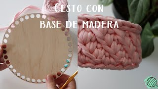 Tutorial cesto o canasta a ganchillo en espiral  base de madera  Fácil principiantes [upl. by Lolly]