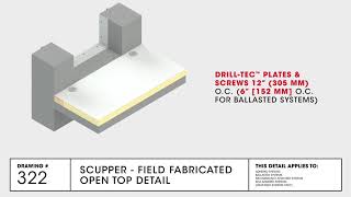 Scupper  Field Fabricated Open Top Detail  TPO Commercial Roofing  GAF Drawing 322 [upl. by Nnylear]