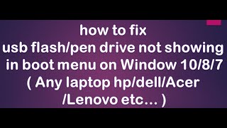 usb flash drive not showing in boot menu [upl. by Tallu782]
