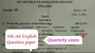 6th std Quarterly exam English Question paper quarterlyexamenglishquestionpaper [upl. by Kirbie827]