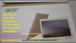 Dont Buy Acer Tablet  Acer One 10 4 GB RAM 64 GB ROM 101 inch with WiFi4G Tablet Rose Gold [upl. by Malachy]