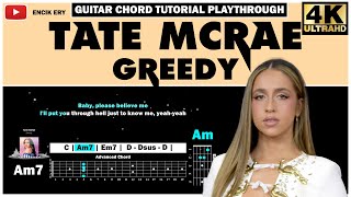 Tate McRae  Greedy  Acoustic Version   Guitar Chord Tutorial Playthrough  Lyrics [upl. by Bethel687]