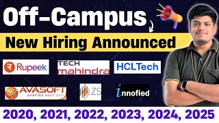 Tech Mahindra ZS Rupeek HCLTech New Hiring Announced  Off Campus Drive 2025 2024 2023 202220 [upl. by Epperson219]