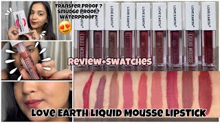 Love Earth Liquid Mousse LipstickReviewSwatchesAffordable Lipstick Set for Indian Skintone❤️ [upl. by Palmer]