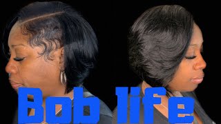 Layered Quick Weave Bob with finger waves 🤔 [upl. by Ativet]