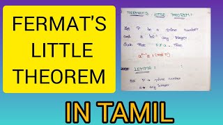 FERMATS LITTLE THEOREM📝IN TAMIL📚 [upl. by Ecniv]