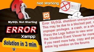 MySQL not working  xampp error  Mysql not start [upl. by Anec726]