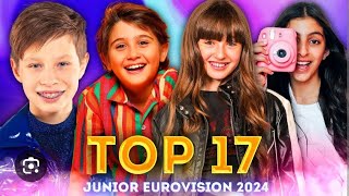 MY TOP 17 IN JUNIOR EUROVISION SONG CONTEST 2024 JESCTV FALLSLIVE [upl. by Reemas]