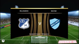 Millonarios vs Bolivar ● Copa Libertadores 2024 ● Gameplay Pes 2021 [upl. by Eahcim]