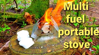 Reviewing a cheap multi fuel portable folding stove Hexamine tablets amp wood burner [upl. by Karolina]