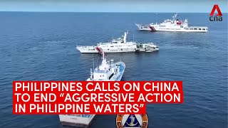 Philippines denies Chinas claim its vessel trespassed into disputed waters [upl. by Nahtad]