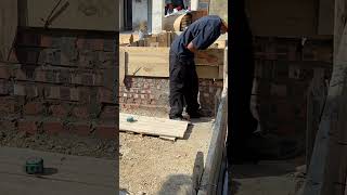 Construction of wooden formwork foundation beams by hand  primitive tools construction building [upl. by Sirref]