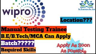 Wipro Hiring Trainee Manual Tester Fresher  Apply Now [upl. by Horace540]