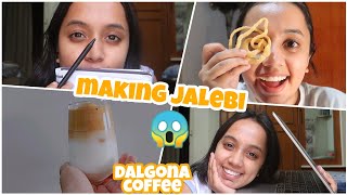 Making Jalebi and Dalgona Coffeee for the first time😱 Quarantine vloggopsvlog [upl. by Alexander130]