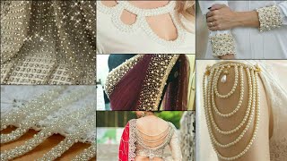 Unique Ways To Accessorise Your SareeBlouse And Sleeves With Pearl accessory Pearl Blouse Designs [upl. by Audwen]