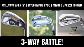 CALLAWAY APEX 21 TAYLORMADE P790 MIZUNO JPX921 FORGED  COMPARISON REVIEW BATTLE [upl. by Larret]