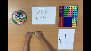 Year 1  Multiplication by doubling  Cubes Numicon and counters [upl. by Ontine]