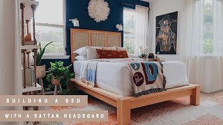 Building a Bed with DIY Rattan Headboard for My First Time [upl. by Regnig525]