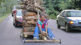 Risky Way They Ride Handmade Carts in American Traffic [upl. by Eboj685]