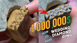 💥 making a luxury wedding ring with a trianglecut diamond💎 How to make a gold Ring [upl. by Gill]