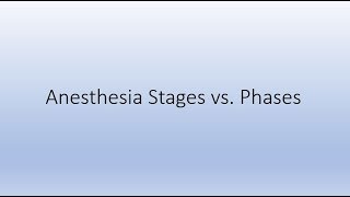 Anesthesia phases vs stages [upl. by Anyer105]