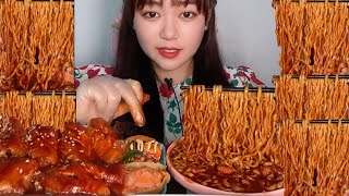 ASMR EP302 Spicy noodles eating challenges Eating spicy food delicious spicy fire noodles [upl. by Farant572]