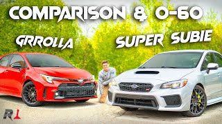 2023 Toyota GR Corolla vs Subaru WRX STI  The Boss Fight [upl. by Bashuk]