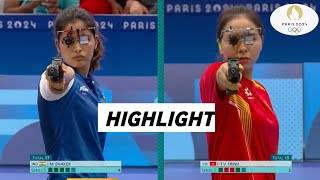 Shooting Olympic 2024 Womens 25m Pistol Final Full Match Highlights Video  M Bhaker JI Yang [upl. by Garmaise]