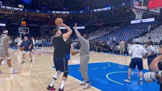 LUKA DONCIC WARMING UP FOR TONIGHTS GAME 1 OF WC SEMIFIANLS AGAINST OKC THUNDER AT PAYCOM CENTER [upl. by Swerdna]