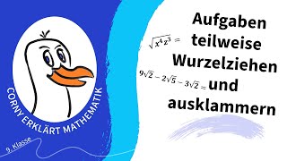 teilweise Wurzelziehen ausklammern Distributivgesetz Aufgaben [upl. by Bili]