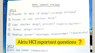 HCI important Questionsaktu all unitcse walehuman computer interface important questions [upl. by Kenlay713]