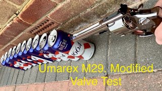 Umarex M29 44 Magnum Smith amp Wesson Co2 Airgun Modified Valve Shooting Through Cans [upl. by Sharron]