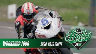 Peter Hickman Workshop Tour Kawasaki ZX6R 2016 [upl. by Saberhagen]