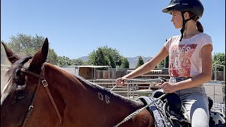 My First Horseback Riding Lesson EVER  Karolina Protsenko [upl. by Reilly]