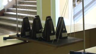 Synchronization of metronomes on a swinging platform [upl. by Lizzie]