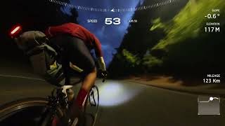 Fast and Furious road bike  night crawling Strava KOM hunting descent at Night [upl. by Tniassuot257]