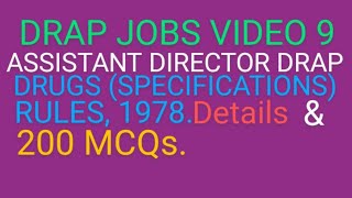 MCQs with Answers for Assistant Director Technical RO12  Drugs Specifications Rules 1978 [upl. by Nirb]