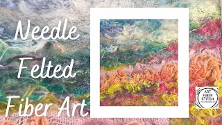 Tutorial of a Needle felted landscape made with scraps of fabric yarns wool and thread [upl. by Nylcaj]