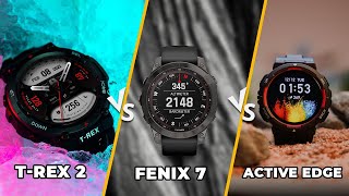 Amazfit Active Edge vs Garmin Fenix 7 vs Amazfit TRex 2 Rugged Smartwatch Battle [upl. by Lanti]