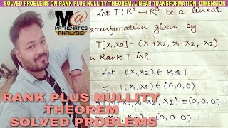 RANK PLUS NULLITY THEOREM SOLVED PROBLEMS 🔥 [upl. by Eitra]