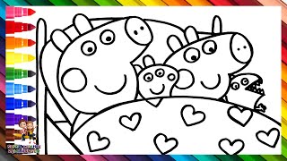 Zeichnen und Ausmalen von Peppa Pig und George Pig im Bett 🐷🐷🛏️💤💗🌈 Kinderzeichnungen [upl. by Paris726]