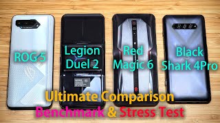 Gaming Phone Battle Legion Duel 2 ROG 5 RedMagic 6 Pro BlackShark 4 Pro Benchmark Stress Test [upl. by Amoihc]