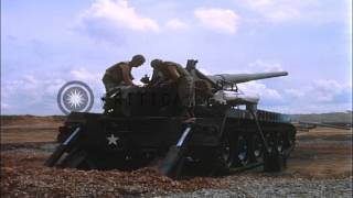 Soldiers load and fire from an M107 Self Propelled 175mm howitzer in Bien Hoa ViHD Stock Footage [upl. by Bennett369]