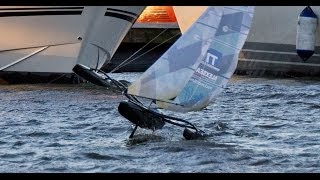 Adventure Phase 2 Tuning and sailing a trimaran model sailing boat [upl. by Lehcir]