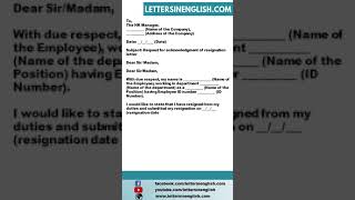 Request Letter for Acknowledgement of Resignation Letter [upl. by Goldfarb592]