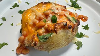 Perfectly air fryer baked potato  jacket potato recipe  cheese amp bean loaded potato viralvideo [upl. by Semreh759]