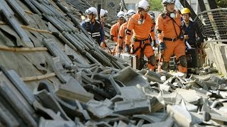 Japan earthquake Moment aftershock shakes downtown Kumamoto [upl. by Ainad]