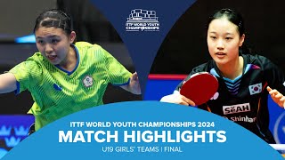 Chen ChiShiuan vs Choi Nahyun  U19 Teams Final  ITTF World Youth Championships 2024 [upl. by Aneelad]